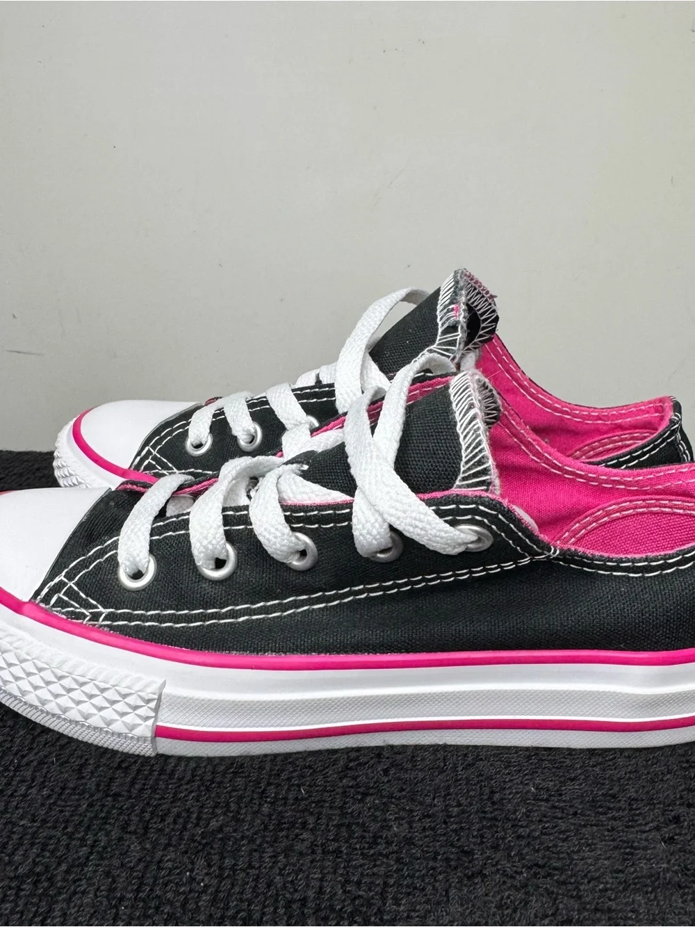 Converse Kids Chuck Taylor Double Tongue Oxford Low Top Sneakers Black Pink